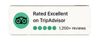 Rated Excellent on TripAdvisor — 1,200+ reviews